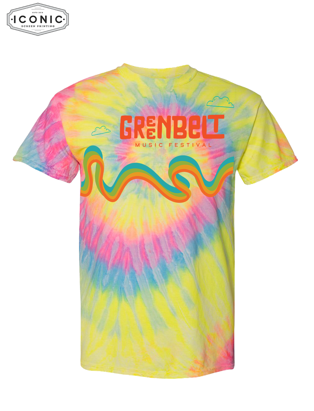 2024 Greenbelt Music Festival Rainbow Design- Multi-Color Spiral Tie-Dyed T-Shirt