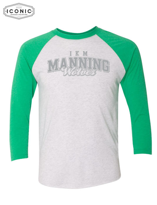 Manning Wolves - Triblend Three-Quarter Raglan T-Shirt