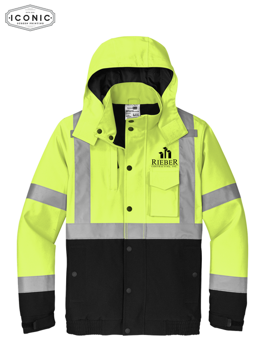 Rieber Contracting - CornerStone ANSI 107 Class 3 Waterproof Insulated Ripstop Bomber Jacket - Print