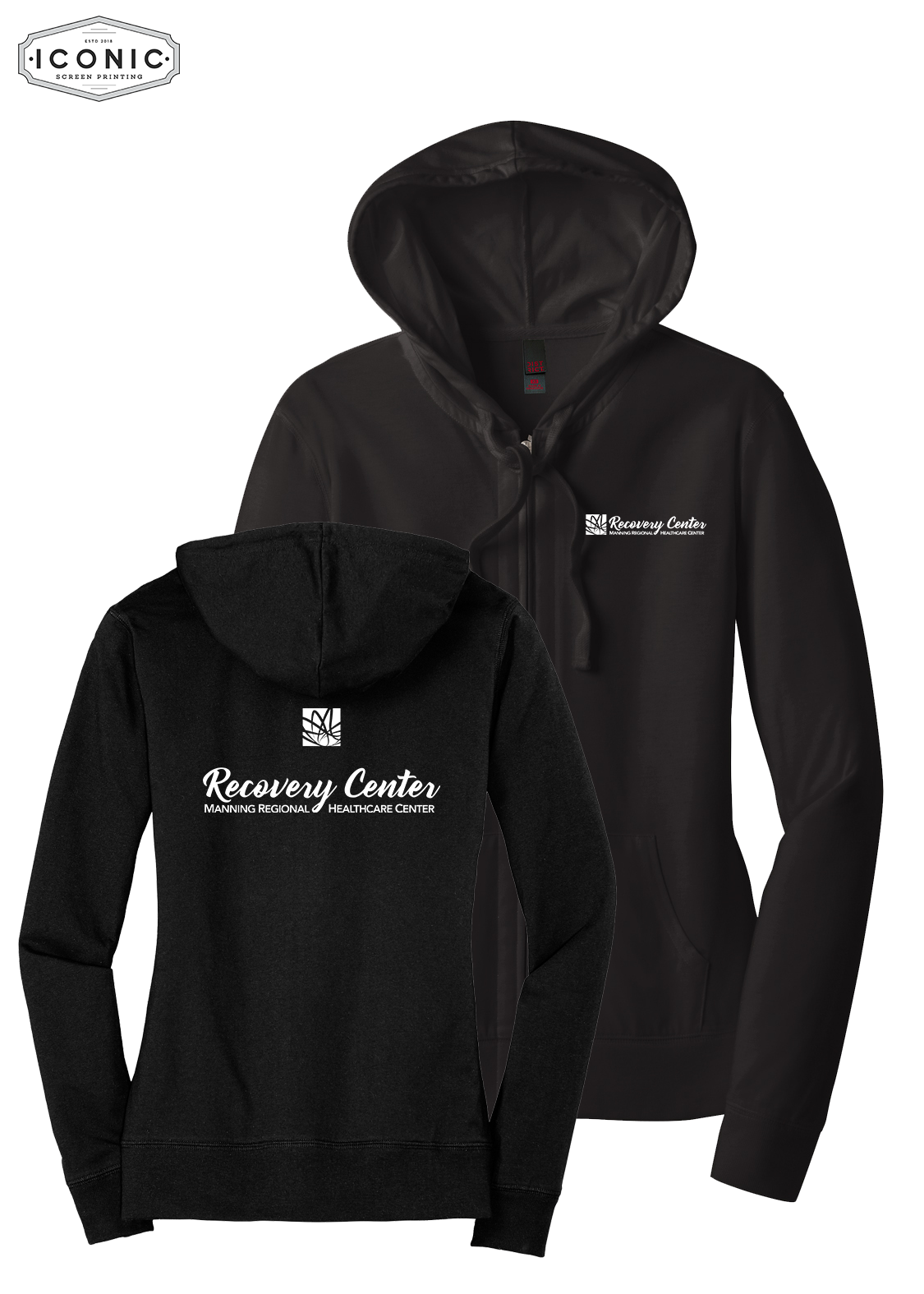 Manning Regional Healthcare - Women’s Fitted Jersey Full-Zip Hoodie - print