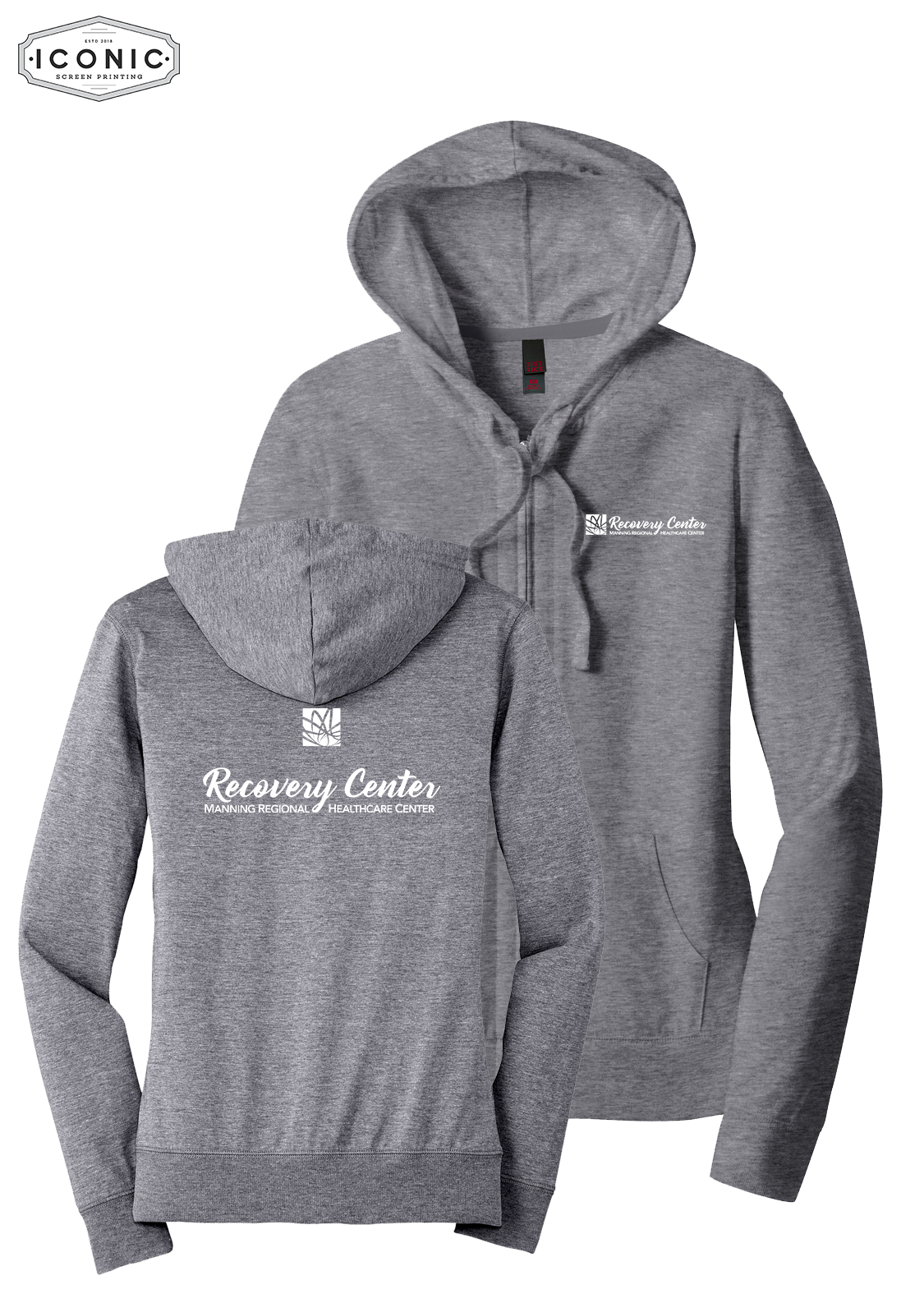 Manning Regional Healthcare - Women’s Fitted Jersey Full-Zip Hoodie - print