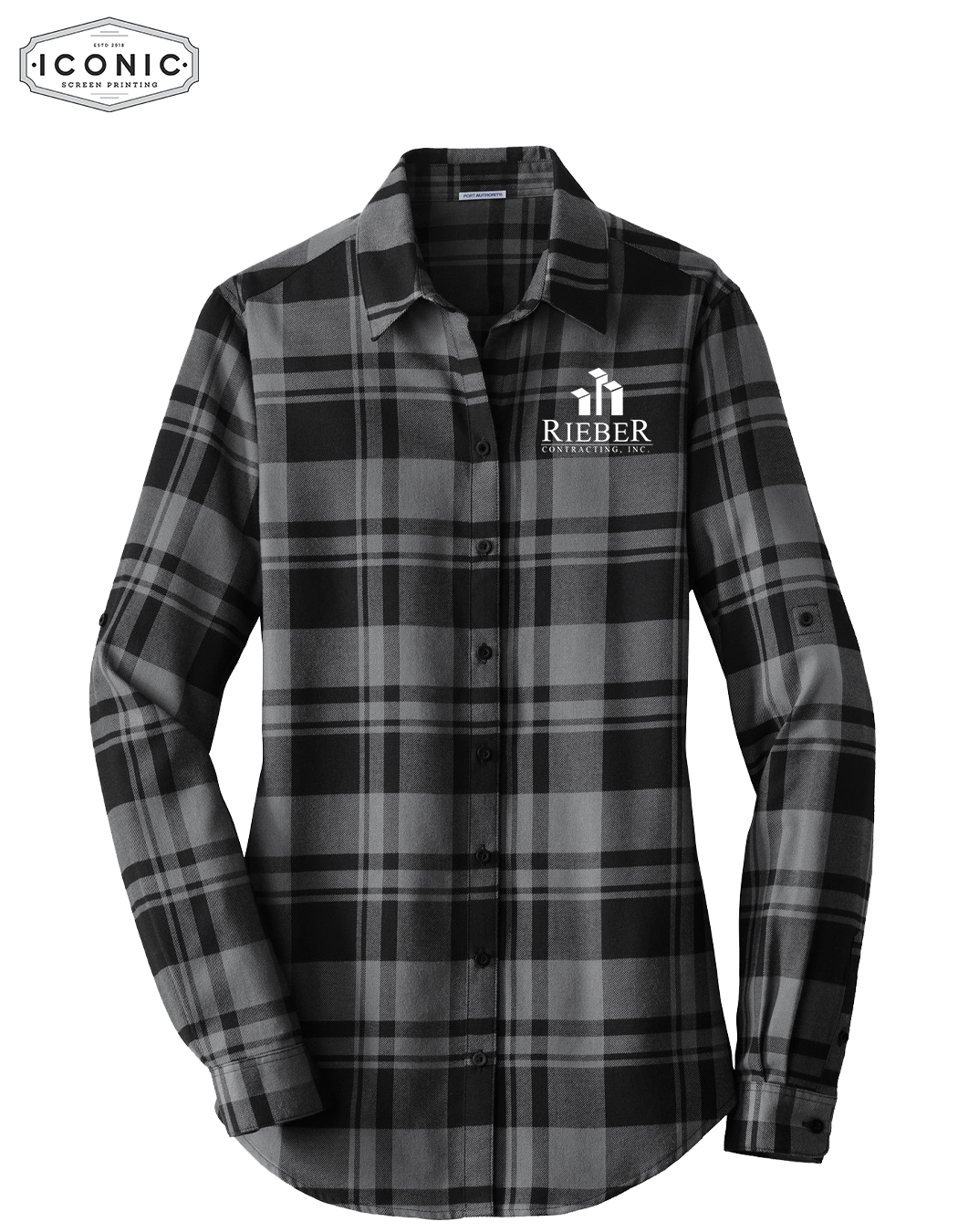 Rieber Contracting - Ladies Plaid Flannel Tunic - Embroidery
