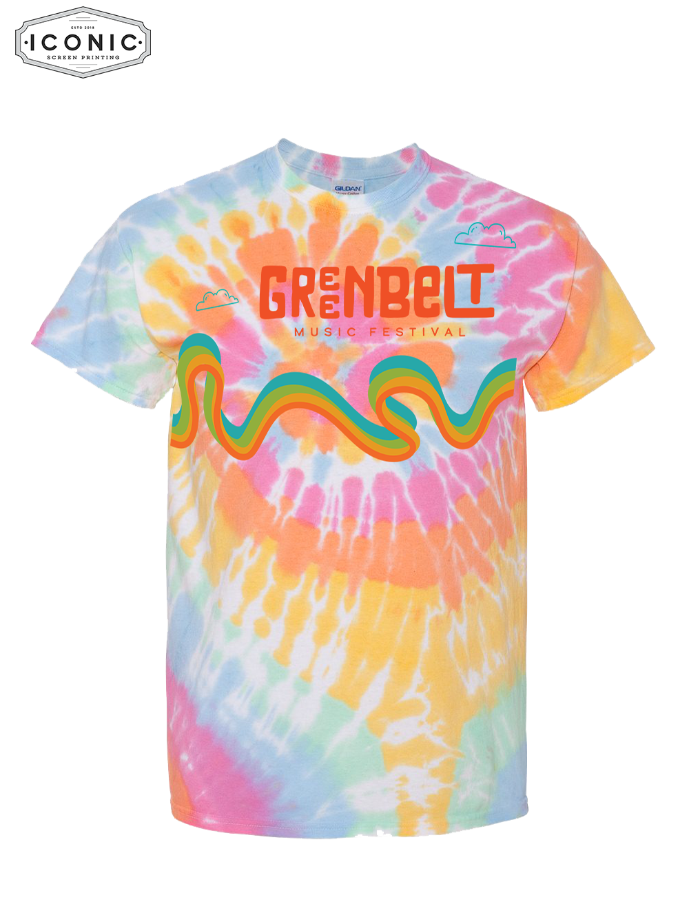 2024 Greenbelt Music Festival Rainbow Design- Multi-Color Spiral Tie-Dyed T-Shirt