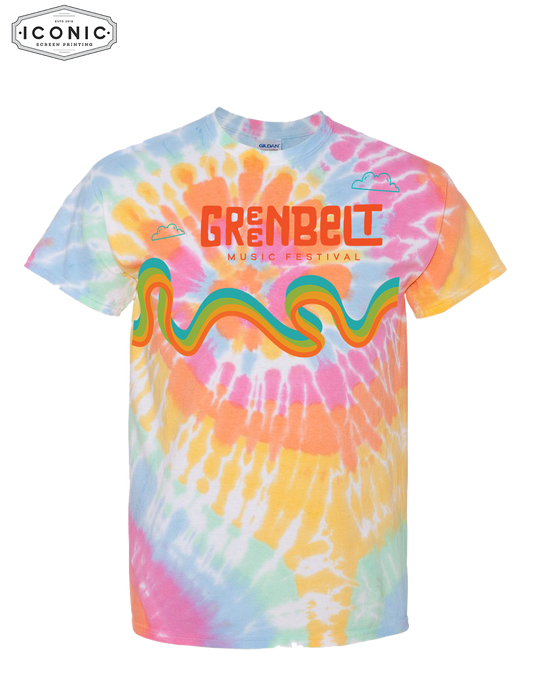 2024 Greenbelt Music Festival Rainbow Design- Multi-Color Spiral Tie-Dyed T-Shirt