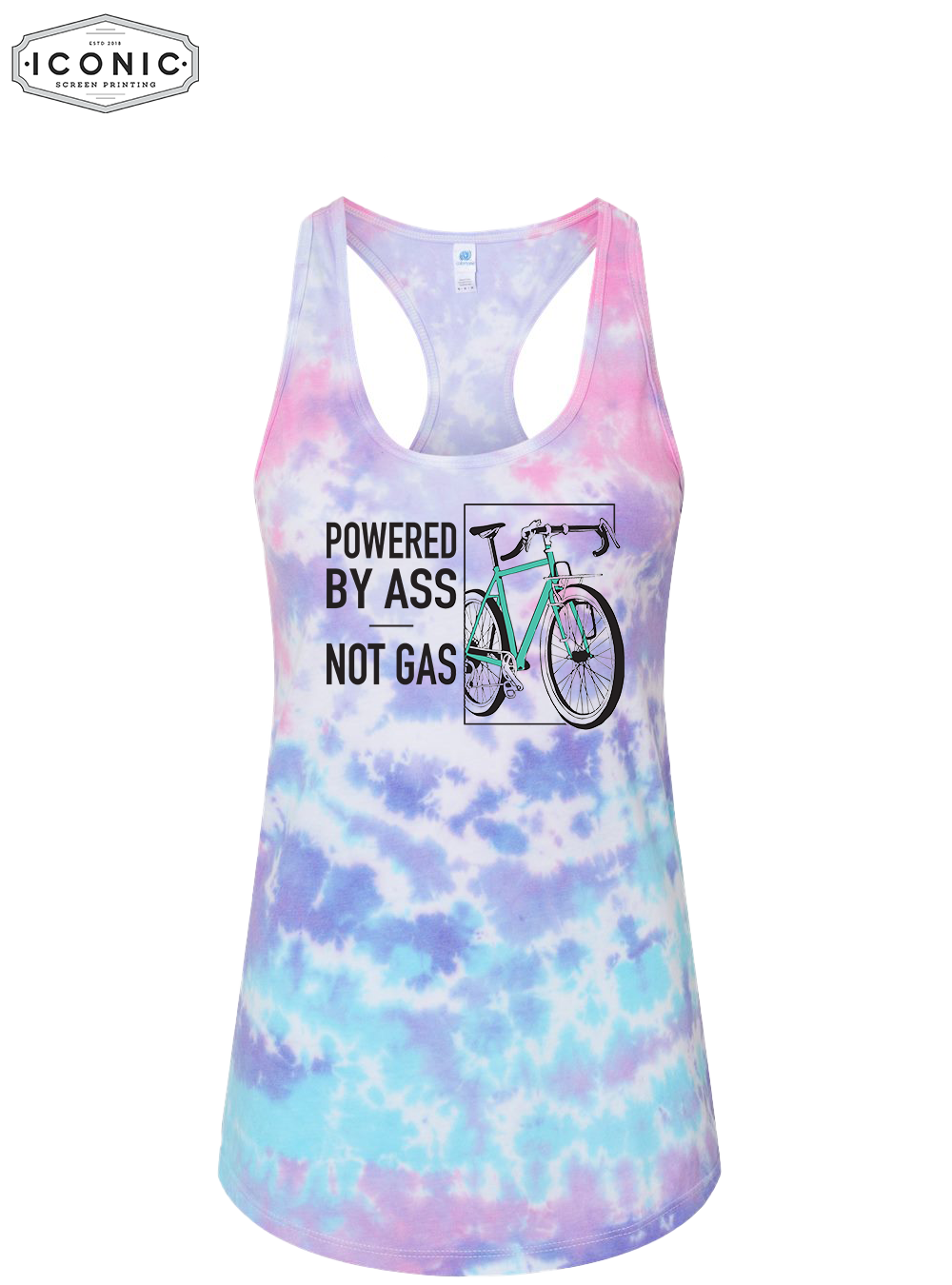 Powered By Ass - D1 - Tie-Dyed Racerback Tank Top