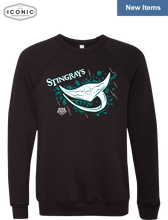 Load image into Gallery viewer, Stingrays with Map - Unisex Sponge Fleece Raglan Crewneck Sweatshirt
