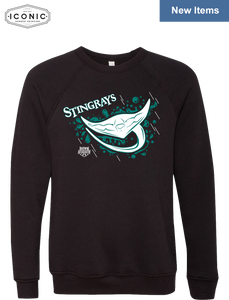 Stingrays with Map - Unisex Sponge Fleece Raglan Crewneck Sweatshirt