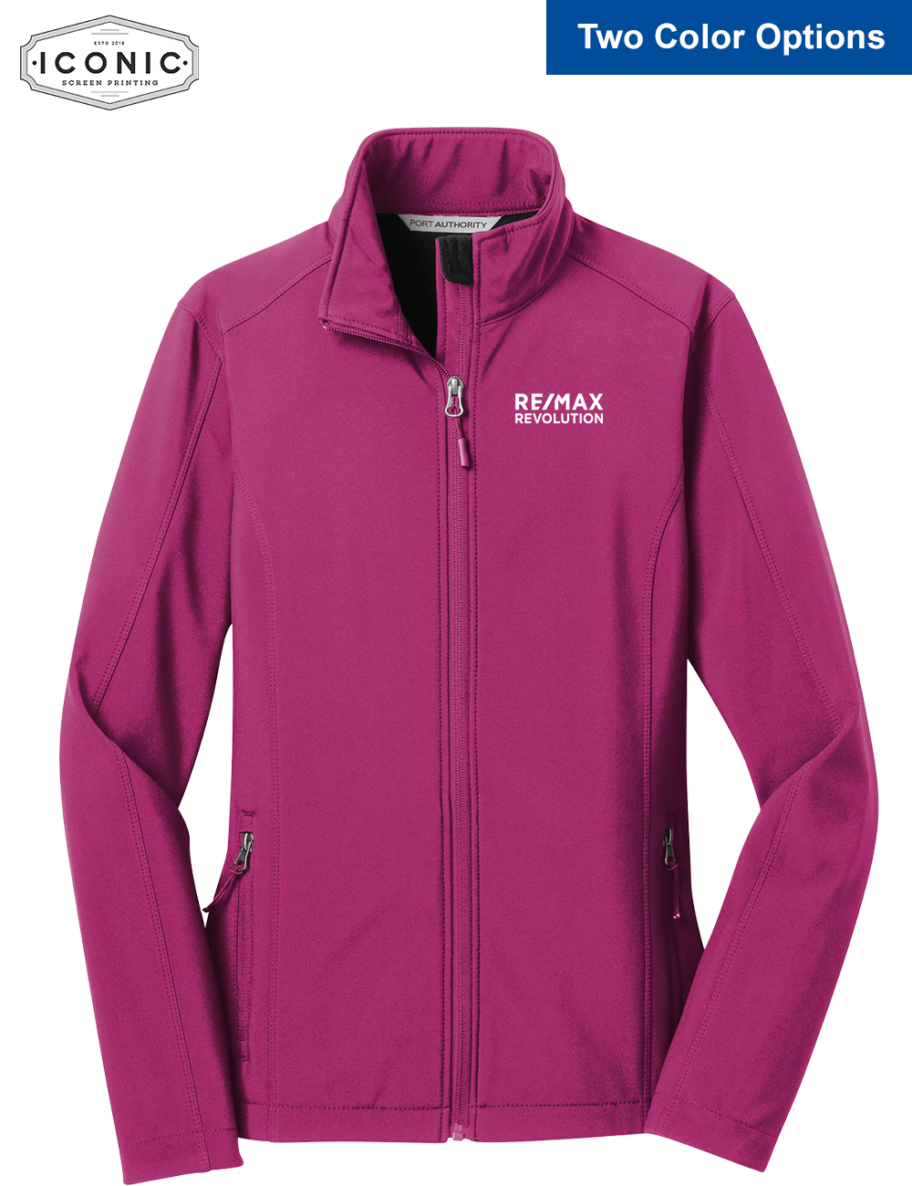Ladies softshell jackets printed and embroidered