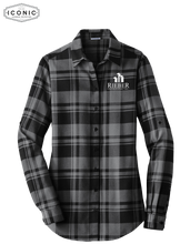 Load image into Gallery viewer, Rieber Contracting - Ladies Plaid Flannel Tunic - Embroidery

