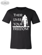 Load image into Gallery viewer, Their Lives Your Freedom  - Unisex Jersey Tee
