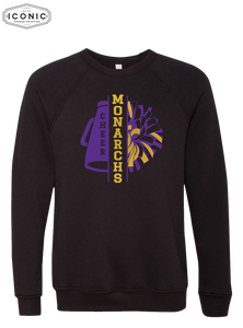 Monarch Cheer Pom (Glitter Ink) - Unisex Sponge Fleece Raglan Crewneck Sweatshirt