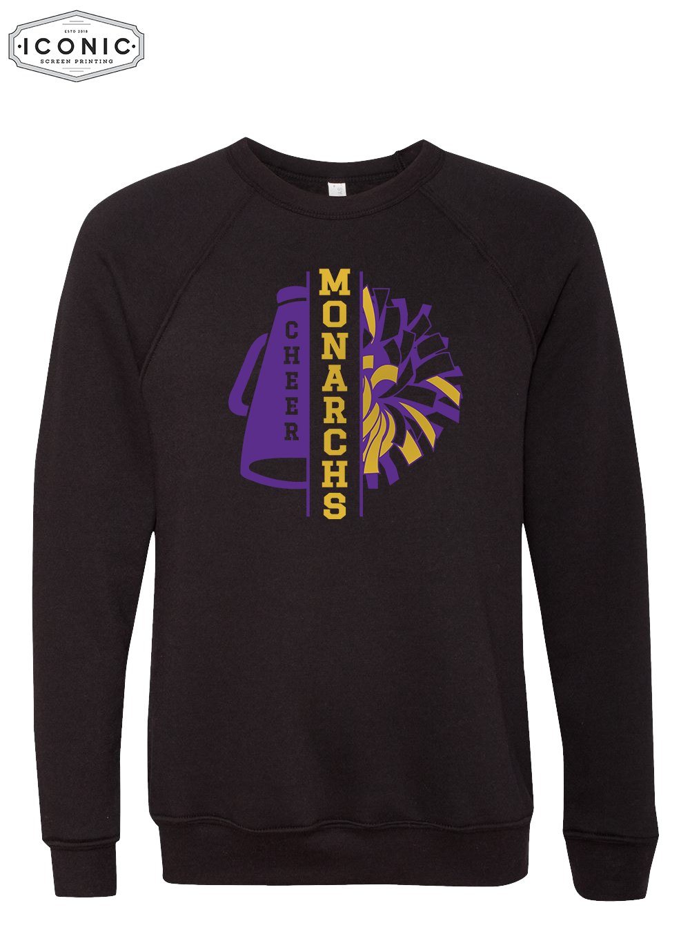 Monarch Cheer Pom (Glitter Ink) - Unisex Sponge Fleece Raglan Crewneck Sweatshirt